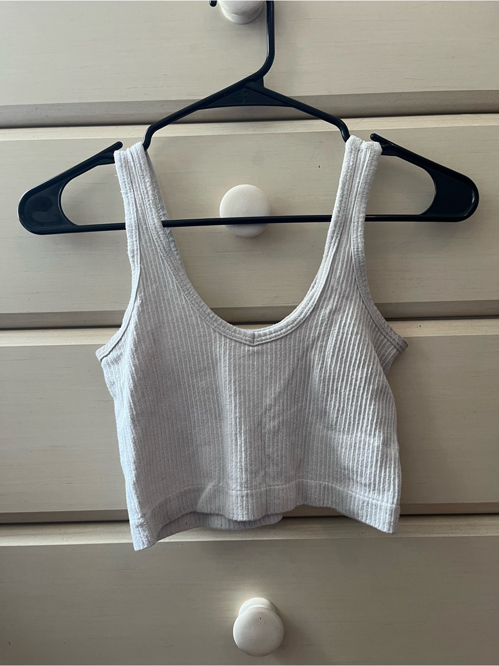Urban Outfitters White Ribbed Scoop Crop Tank